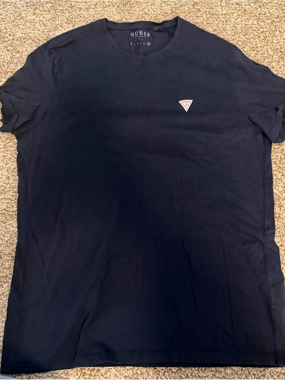 GUESS Men's Black Short Sleeve Crew Neck Logo Tee